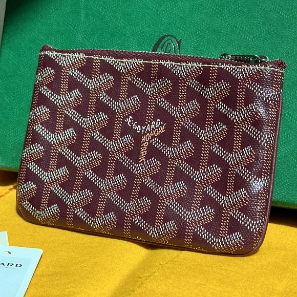 Goyard Goyardine Mini Senat Pochette burgundy pouch wallet case - Picture 3 of 11